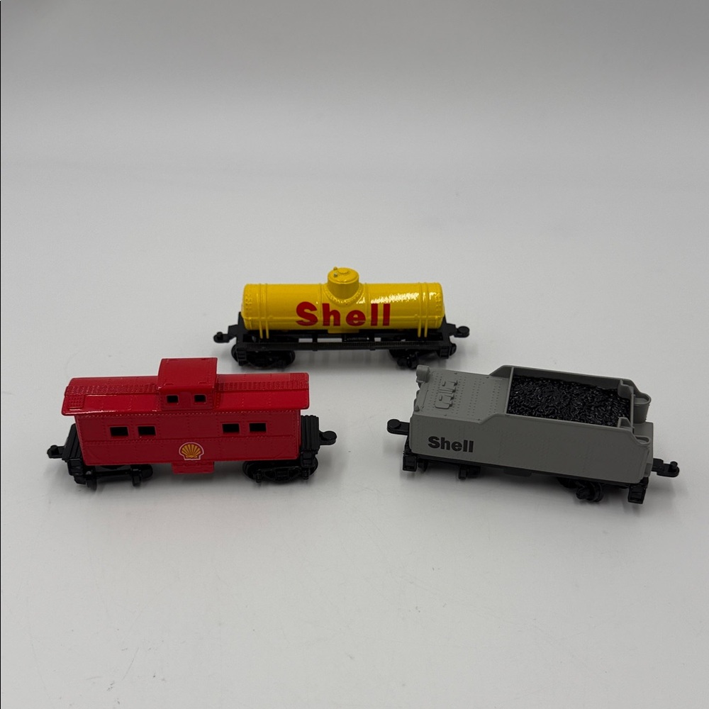 VINTAGE FLETCHER BARNHARDT & WHITE Shell Oil Train Tanker, Caboose, Coal Car